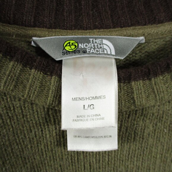 North Face Sweater Mens L Green A5 Series Lambs Wool Crew Pull Over Climb Hike - Picture 3 of 16